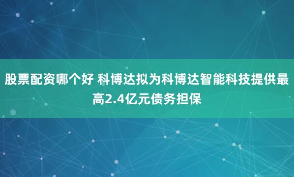 股票配资哪个好 科博达拟为科博达智能科技提供最高2.4亿元债务担保