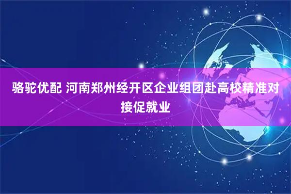 骆驼优配 河南郑州经开区企业组团赴高校精准对接促就业